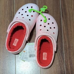 CROCS Women's Pink Slippers with Red Lining